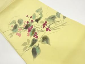 作家物　塩瀬手描き草花模様名古屋帯